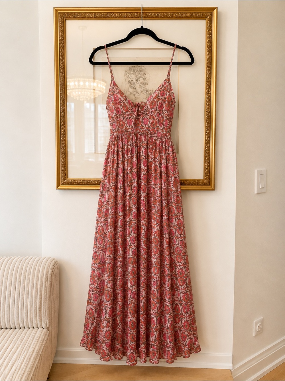 Tigerlily Pink Paisley Maxi Dress with Spaghetti Straps